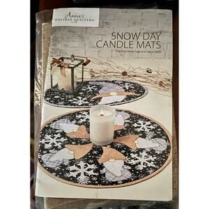 Annie's Holiday Quilters Club Gnomes Snow Day Candle Mats Kit NEW